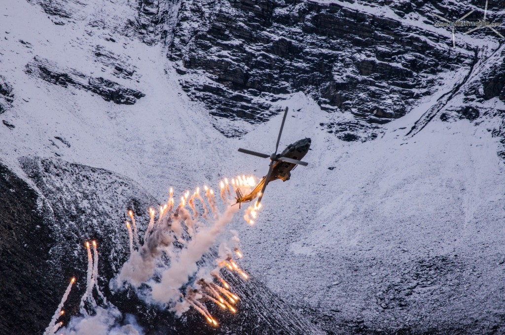 Cougar AS532 UL launching flares at Axalp 2012