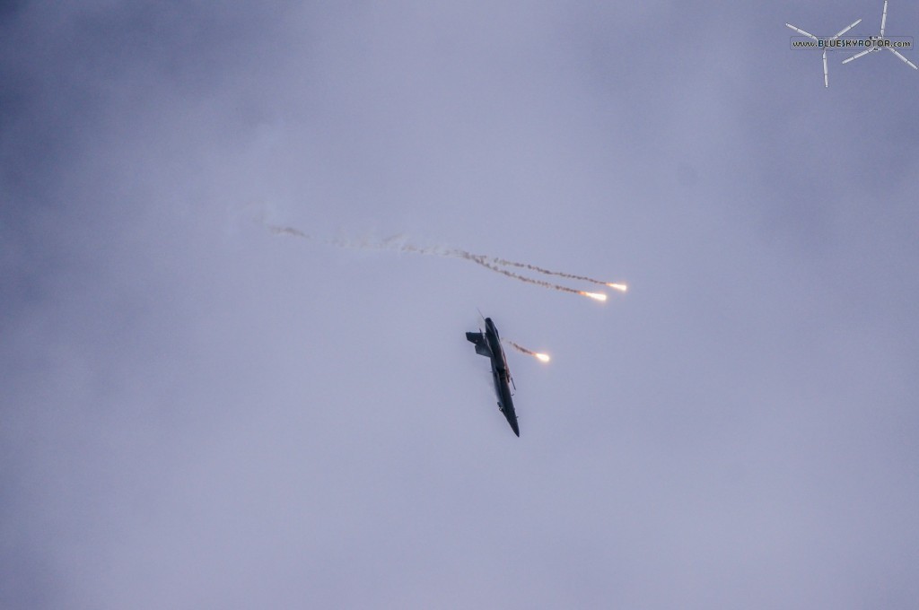 F/A-18C flight display launching flares