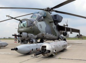 Cannon pods in front of Mi-35