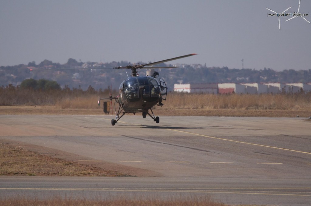 Alouette III landing on taxiway