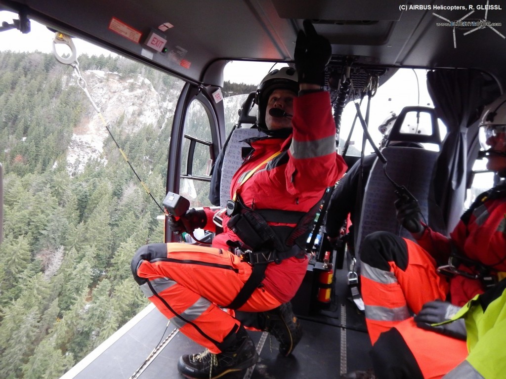 EC145 T2 ADAC rescue helicopters in flight, in the cabin
