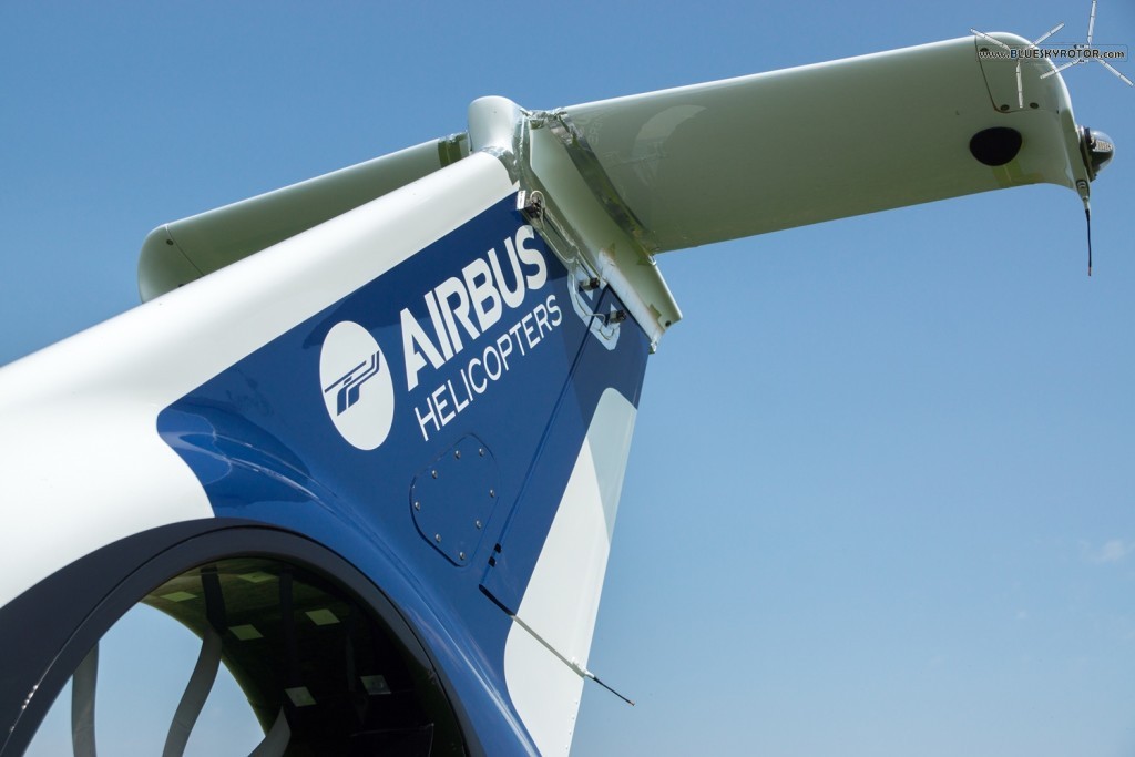 The T-shaped tail of the Blucopter by Airbus Helicopters