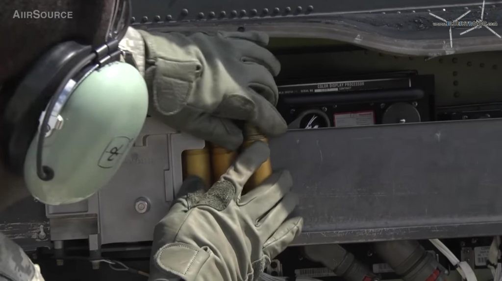 Apache AH-64D ammunition loading, feeding the container