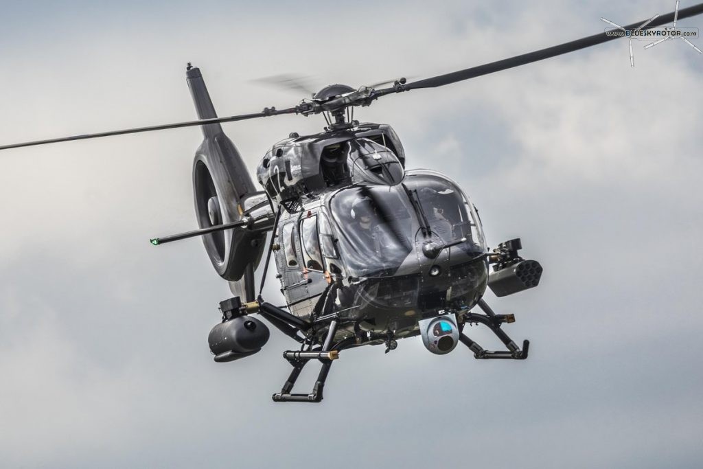 H145M with machine gun and rocket launcher